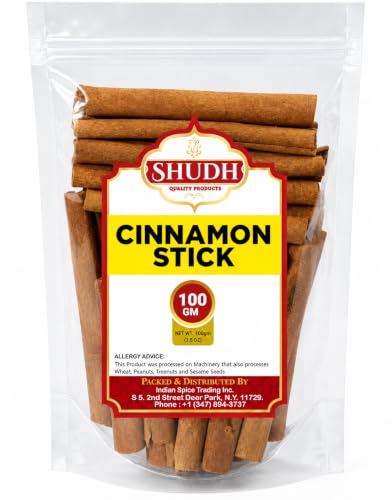 SHUDH Cinnamon Sticks 100GM (3.5 Oz) | Cassia Cinnamon | Canela | Perfect for Baking, Cooking & Beverages & Oatmeal| 2 3/4" Length | 100% Raw From Indonesia (100 GM)