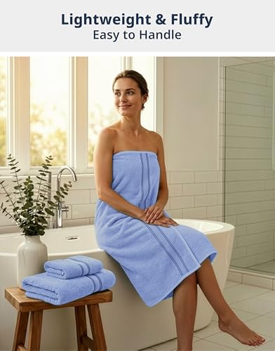 Image of LANE LINEN Luxury Bath Towels Set - 6 Piece Set, 100% Cotton Bathroom Towel, Zero Twist, Quick Dry Shower Towels, Soft Absorbent Bath Towel, 2 Bath Towels, 2 Hand Towels, 2 Wash Cloths - Allure