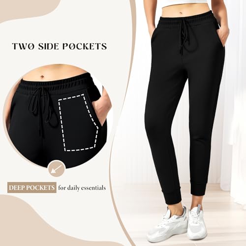 Stanpetix Jogginghose Damen Winter - Sporthosen für Frauen Plüsch Gefüttert Warme High Waist Sweatpants (Schwarz,M)