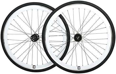 Retrospec Harper Plus Single Speed Wheelset - Lightweight 700 x 32c Commuter Tires - Stainless Steel Spokes & Rear Flip-Flop Hubs - Fixie Wheel Set with Double Wall Rims - White