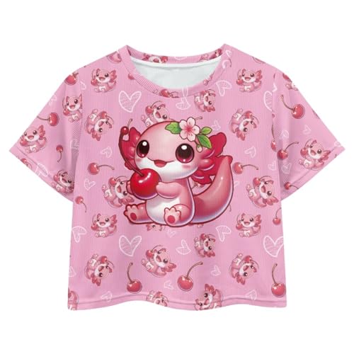 Image of Girls Crop Tees Crew Neck Casual Short Sleeve T Shirts Kids Loose Soft Comfortable Tees Blouses Shirt for Little Girl