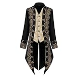 Taamlou Men's Medieval Tailcoat Jacket Embroidery Vintage Gothic Steampunk Tuxedo(YT2303BK,L)