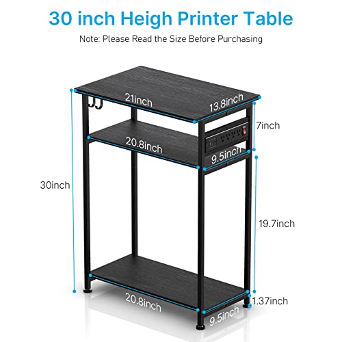 Cccei Computer Tower And Printer Stand Design With Charging Station, 4 Outlets And Fast Charging Usb Ports, 3 Tier Storage, Tall Pc Case Or Scanner Table 30 Inches High For Small Home Office Black #TOP3
