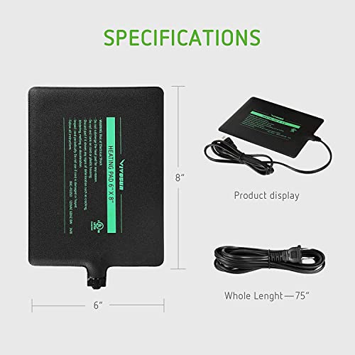 VIVOSUN Reptile Heating Pad 6x8 Inch with Thermostat Combo Under Tank Terrarium Heating Mat Waterproof for Turtles… - Image 3