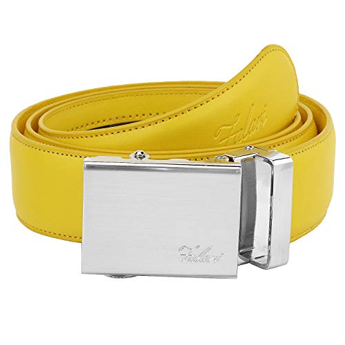 Image of Falari Men Unisex Genuine Leather Ratchet Dress and Casual Belt, Automatic Sliding Buckle, Trim to Fit