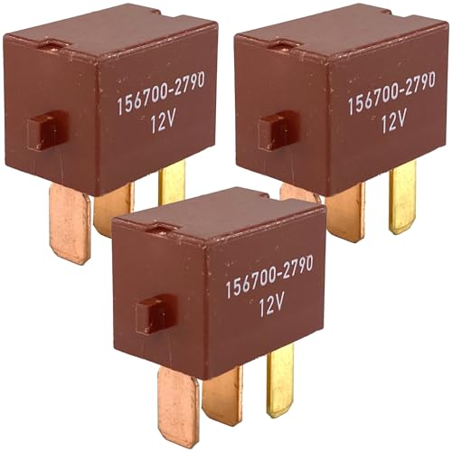 156700-2790 Relay 3-Pack - 12V 4-Pin Micro Relay Compatible with Toyota, Alfa Romeo, Fiat, Lancia - Fixes Fuel Pump, Starting, Window, and AC Issues