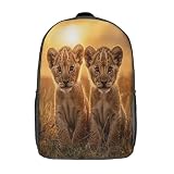 kaiyun Dos Cachorros Bolsas Niños Con Diseño Transpirable Y Cremallera Sabana africana Mochila Escolar Estudiantes Adolescentes Chicos Chicas 17inch