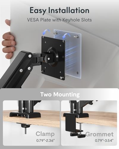 Image of Flexispot Dual Monitor Arm, 17-32 Inch Monitor Mount up to 19.84 lbs, Fast Install VESA Mount for Home Office Gaming, Full Adjustable Gas Spring with C-Clamp and Grommet Base, Black
