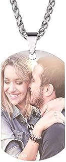 U7 Personalized Dog Tags Necklace with Chain Stainless Steel Text/Image Print Photo Custom