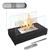 ATR ART TO REAL Upgrades Rectangle Tabletop Bio Ethanol Fireplace Indoor Outdoor Fire Pit Portable Fire Bowl Pot Fireplace in Black, Realistic Burning