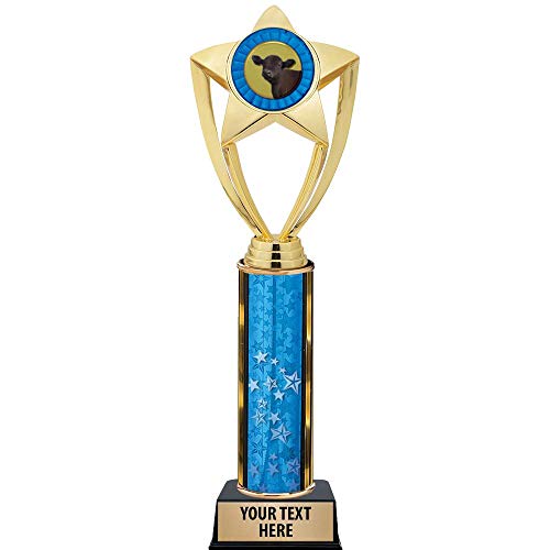 Crown Awards Angus Steer Trophies, 11" Gold Star Angus Steer Trophy with Engraving Included