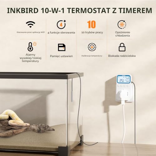 Inkbird ITC-C236T Termostat wtykowy WiFi 16A, 10 w 1 programowalny regulator temperatury ogrzewania i chłodzenia z kontrolą temperatury, kontrolą czasu i alarmem wysokiej/niskiej temperatury