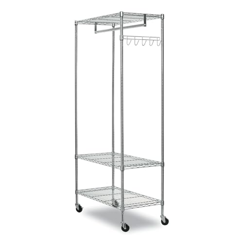 Alera ALEGR364818SR Moble Wire Shelving Garment Rack, 48" x 18" x 75", Silver - Thumbnail 3