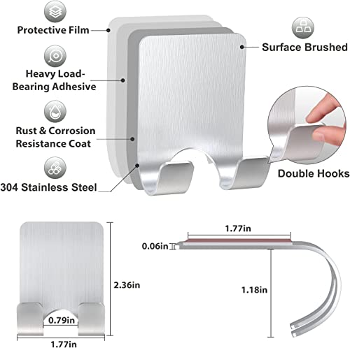 Ainid Razor Holder For Shower, 4Pack Shaver Holder Hanger Wall Adhesive Shower Hooks Stand Stainless Steel Utility Hook Bathroom Kitchen Organizer For Plug Robe Towel Loofah Bathrobe Coat #TOP1