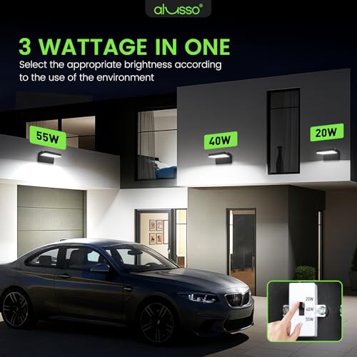 ALUSSO® 20W/40W/55W LED Flood Lights Outdoor, 360° Rotatable Outdoor Wall Light, 3000K/4000K/6500K Exterior Lighting Fixtures, Security IP65 Waterproof Wall Pack Lights for Garage, Porch, Yard, Black by ALUSSO - Used condition - Image 4
