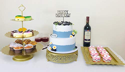 Amieniv 3 Pieces Cake Stand Set Gold Metal Cupcake Holder Dessert Display Plate Serving Platter Decoration For Baby Shower Wedding Birthday Parties Celebration #TOP2