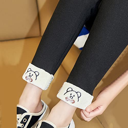 Girls Fleece Lined Leggings Casual Athletic Cuffed Hem Yoga Pants Dance High Waisted Solid Color Tights2