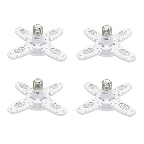 GoolRC 4-Pack Dimmable LED Ceiling Lights - 38W 6000LM 6500K with 4 Adjustable Panels for Garages, Workshops, Indoor & Outdoor (E27/B22 LED)