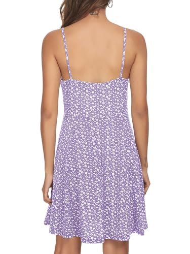 Image of Missufe Spaghetti Strap Floral Mini Dress Women's Casual Ruched Front Drawstring Swing Sundress