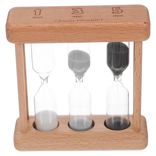 Milisten Clessidra Timer in Legno da Cucina 1-3-5 Minuti Funzione Decorativa per Bollitura Uova, Ufficio e Spazzolamento Denti