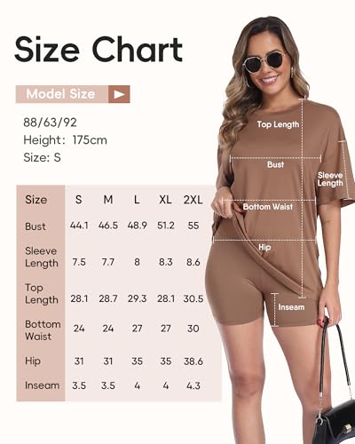 ZOOSIXX 2 Piece Sets for Women Summer - Oversized T Shirt and Biker Shorts Lounge Pajama Sets Workout Matching Outfit for Travel Vacation Casual Fashion Clothing Beach Gym Loungewear 2026