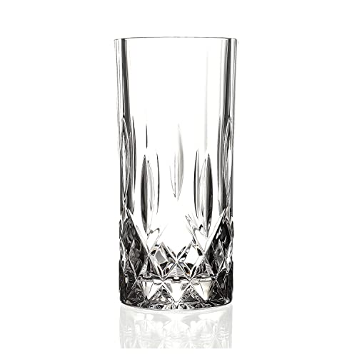Elegant and Modern Design RCR Adagio High Ball Crystal Glassware Set for Hosting Parties and Events - Set of 6 Glasses with 12 OZ Capacity, Dishwasher Safe