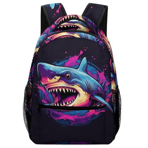 Sac école requins féroces grand volume avec motifs animaux marins