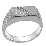 LBG 18ct White Gold Aquamarine ring Mens band Ring - Size Y 1/2