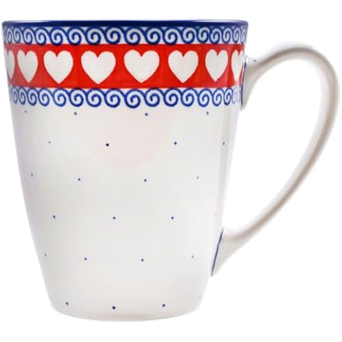 Polmedia Polish Pottery Mug 22 oz - Love Struck Pattern Handmade in Boleslawiec Poland by Ceramika Artystyczna + Certificate of Authenticity Cover
