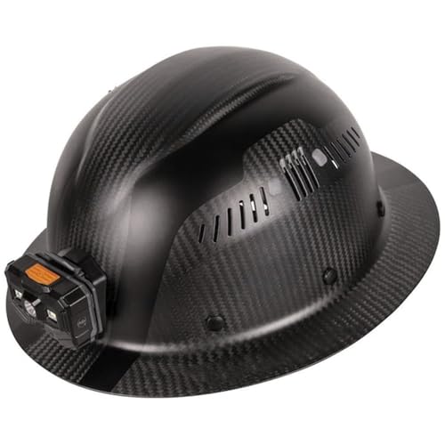 Carbon Fiber Full Brim Hard Hat with Headlamp, Titan, Mfr: 60512-A