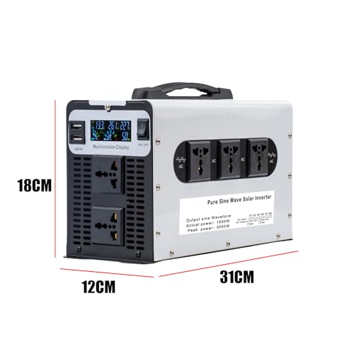 Inversor de potência de onda senoidal pura de 3000W com 5 tomadas CA, 2 portas USB, controle remoto, conversão de 12 V-72 V para 120 V/240 V, inversor para carro e residência,48V to 220V 50Hz