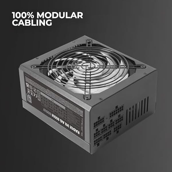 Tacens RADIX VII AG 800 полномодульный блок питания ATX 800 Вт гарантия 10 лет 80Plus Silver КПД 87 140 мм вентилятор FDB с технологией AI-RPM японские конденсаторы 105º черный