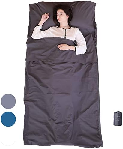 EXERMIL 100% Cotton Sleep Sack with All-Round Zippers, 87”x43” Large Sleeping Sheets for Hotels,Traveling & Camping,Multifunctional Travel Sheets (Unzipped:87”x87”) for Adults, Lightweight, All Season
