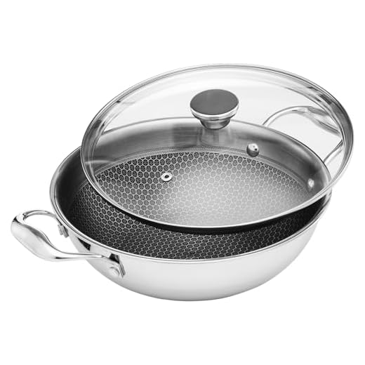 Amazon Basics Non-Stick Honeycomb Triply Stainless Steel Kadhai with Glass Lid, 24 cm - 2.7L, Fast & Even Heating, Induction & Gas Compatible