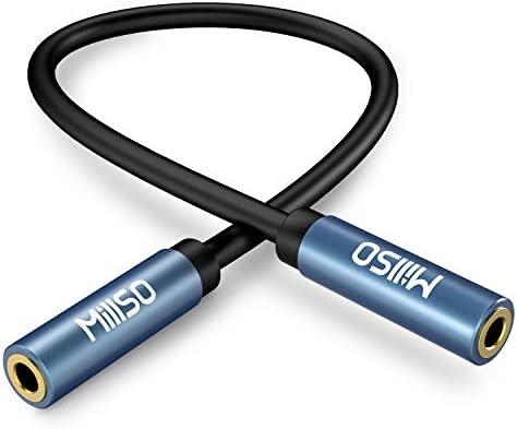 MillSO 1/8" 3.5mm Female to Female Adapter Cable TRS Premium Stereo Gold-Plated Audio AUX Cord Connectors for Headphones, Car Stereo, or Home HiFi Stereo Sound System - 15cm/6inch