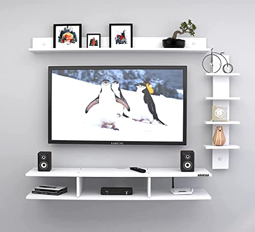 Image of Anikaa Sunray Engineered Wood Wall Mount TV Unit /TV Stand /Wall Set Top Box Stand /TV Cabinet /TV Entertainment Unit (White)(Ideal for Upto 50 inch)(D.I.Y)