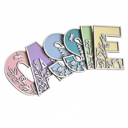 Name Sign For Nursery, Boho Nursery Sign, Family Name Signs, 3D Wall Art for Children & Kids Rooms, Baby Shower, First birthday gift (Floral)