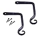 Gray Bunny 2 Pack Outdoor Plant Hanger Hook, 6” Hand Forged Straight Iron Wall Hooks for Bird Feeders, Lanterns, Wind Chimes, Patio Decor - Black