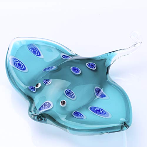 Qf Glass Ray Fish, Handmade Crystal Manta Ray, Sting Ray, Cute Sea Animal Figurine, Art Decor