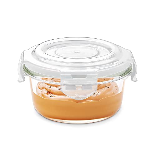 Borosil ICYGCHRS620 Klip & Store Round Containers with Lid, 620ml (Transparent)