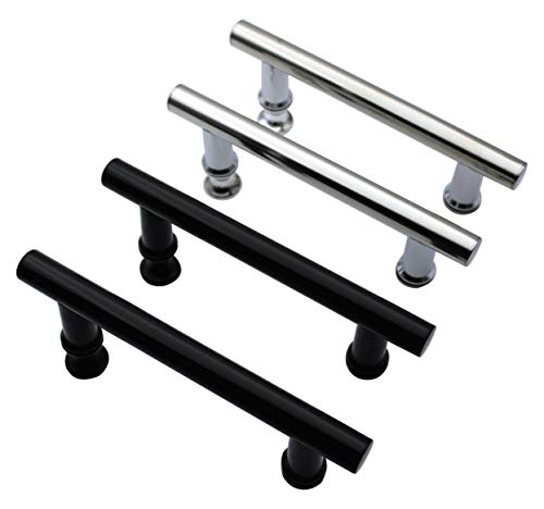 KEABATH Edelstahl runder Duschtürgriff mit Kunststoffknöpfen, 2er-Pack Duschknauf Duschtürzuggriff Teile Ersatz 145 mm Loch zu Loch Glastürgriff Knopf