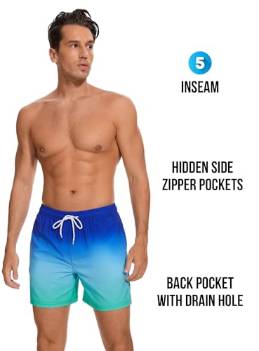 Aueyan Mens Swimsuit Trunks Ombre,Neon Swim Trunks With Compression Liner And Pockets Cool Men Bathing Suit Summer Swim Shorts 5 Inch Inseam Board Shorts Stretch Tie Dye,M Medium thumb #2