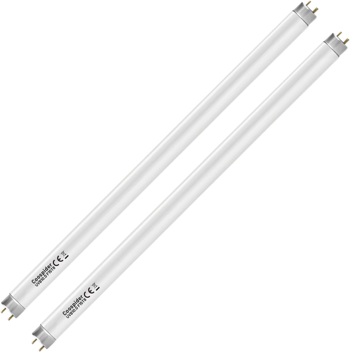 Hypool 2-Pack UVB Reptile Light 10.0 Bulb 15W 18inch T8 Fluorescent Desert Lamp UVA for Bearded Dragon Tortoise Reptile & Amphibian (15W 18inch 10.0 Bulb G13)