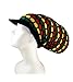 SSK® Rasta Dread Knit Tam Hat - "Dreadlocks Cap" (Long Black/Red/Yellow/Green Honeycomb, with Brim)