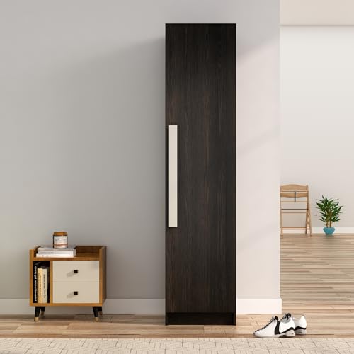 Image of Bniture Wooden Almirah for Clothes, Door for Bedroom, 1 Door Wardrobe Huge Storage Space (42D x 43W x 183H CM) | 3 Year Warranty (Flower Wenge) (Flower Wenge)
