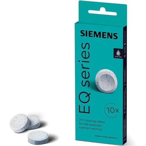 Siemens Reinigungstabletten TZ80001A, gründliche Reinigung, perfektes Aroma, für Kaffeevollautomaten der EQ.Serie, weiß