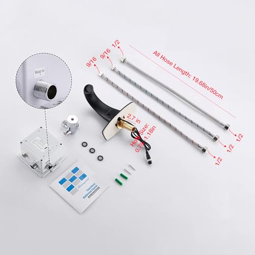 Charmingwater B09W5RLW15_CA NARF Touchless Bathroom Sink Faucet, Motion Automatic Sensor Faucet With Hole Cover Plate, Matte Black thumb #5