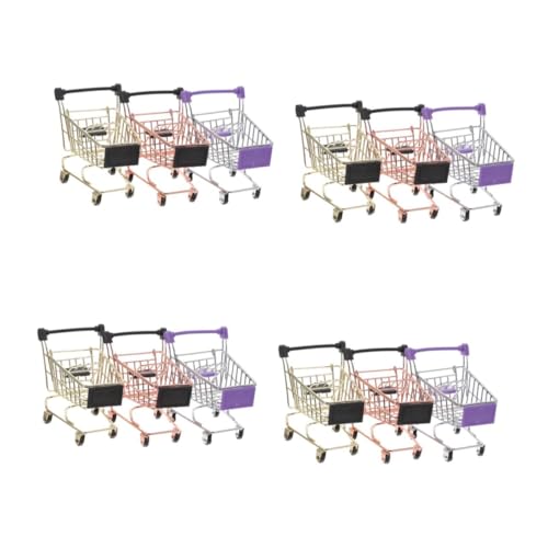 Chariot de courses miniature YARNOW en métal rose doré et doré pour bureau, 12 pièces