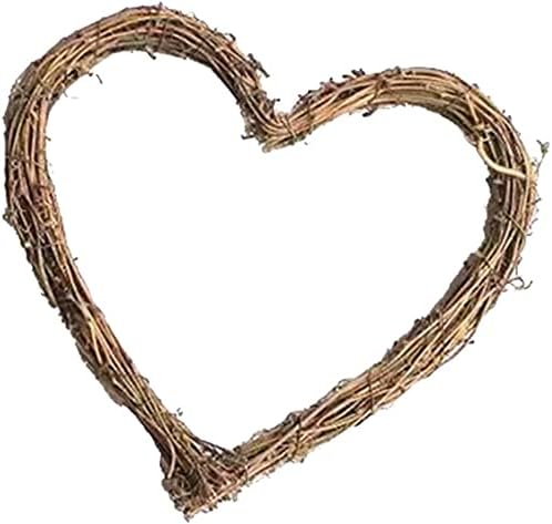 Wreath Ring, Wicker Wreath Heart Shaped Grapevine Wreath for Rustic Wedding Party Hanging Decoration Wreaths Supplies 30cm Wall Garden Festival Decor