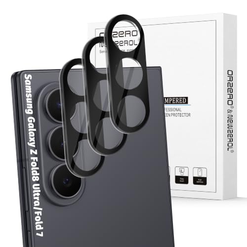 (3 Pack) Orzero Camera Lens Protector Compatible for Samsung Galaxy Z Fold 8 Ultra/Fold 7, Protector de Cámera Tempered Glass 9H Precise Camera Cutouts Anti-Scratch Does Not Affect Night Shots and Flash